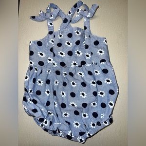 Hannah Andersson Denim Floral Bubble Romper